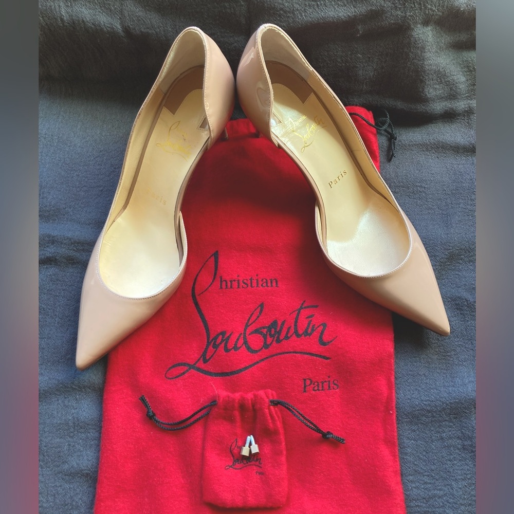 New In Box Christian Louboutin Iriza Patent Nude Stilettos Size 37